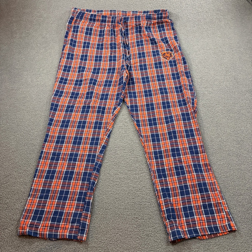 NFL Pajama Pants Mens XXL Blue Chicago Bears Plaid Sleepwear Embroidered Logo